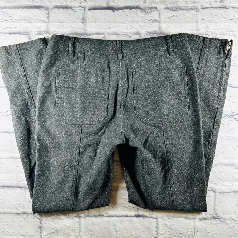 J Crew Womens Grey Herringbone Slim Ankle Pants Zip Hem Patch Pocket Size 2